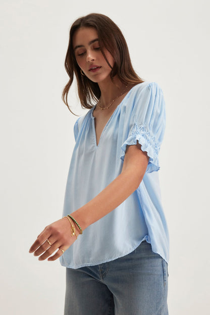 CALISSA SPLIT NECK BLOUSE