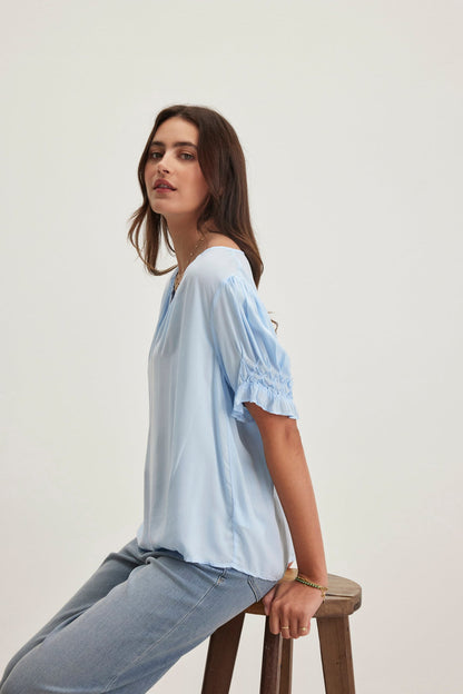 CALISSA SPLIT NECK BLOUSE