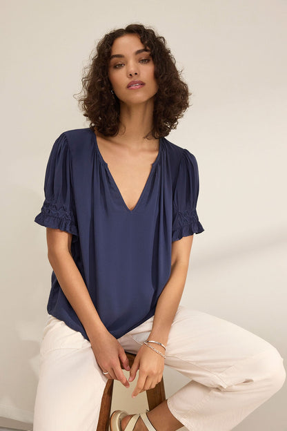 CALISSA SPLIT NECK BLOUSE