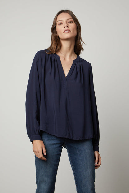 POSIE SPLIT NECK BLOUSE