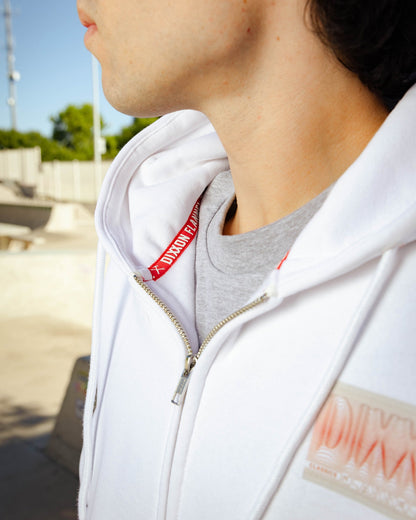 Red Epicenter Zip Up Hoodie - White