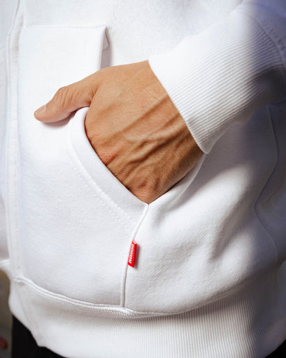 Red Epicenter Zip Up Hoodie - White