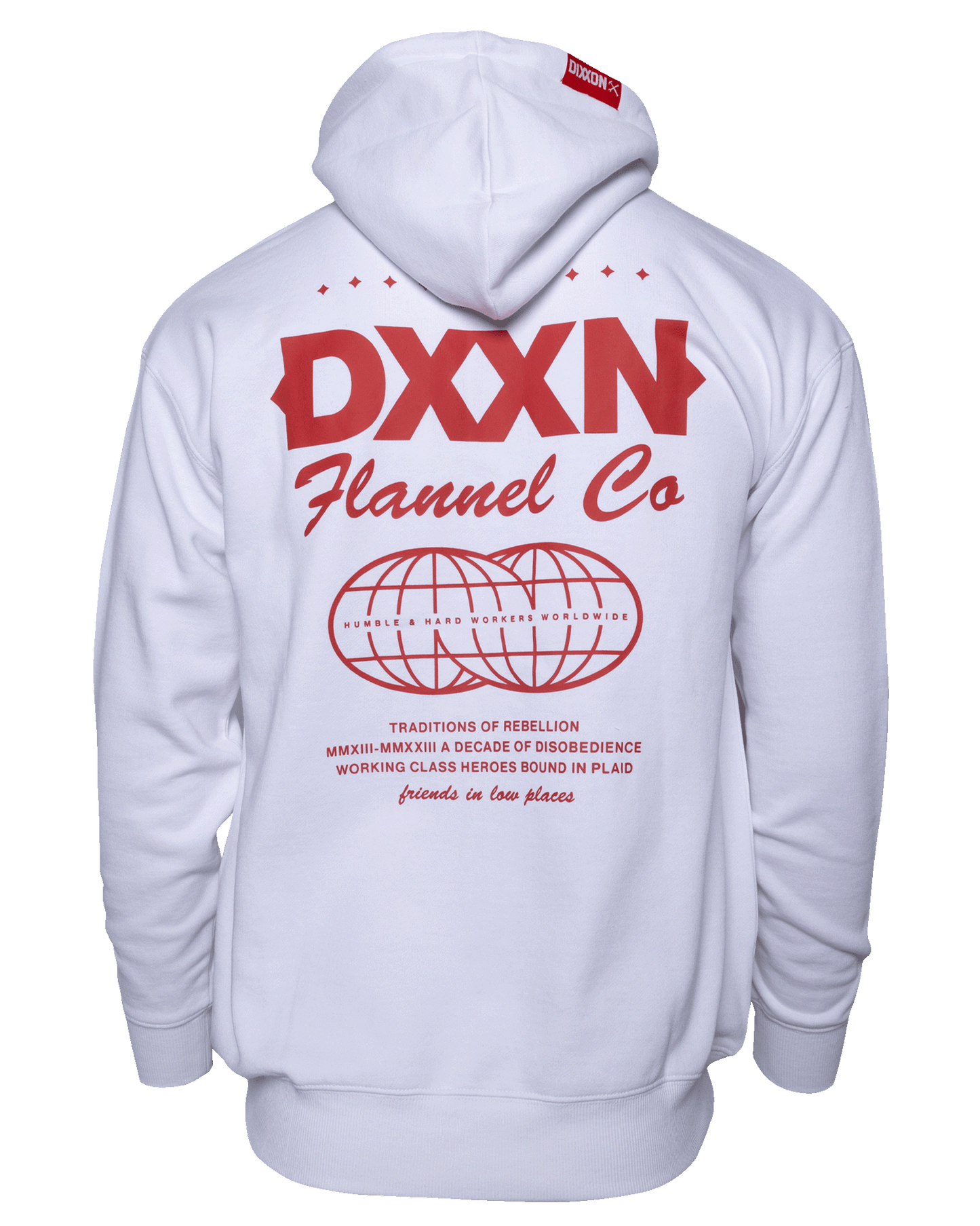 Red Tech Zip Up Hoodie - White