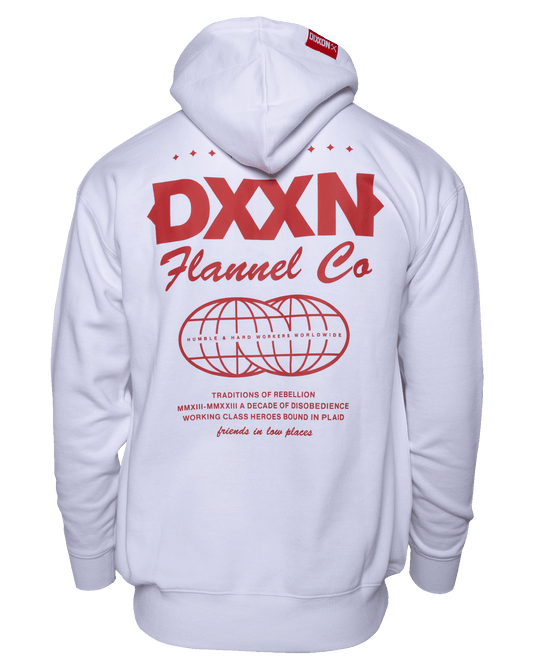 Red Tech Zip Up Hoodie - White