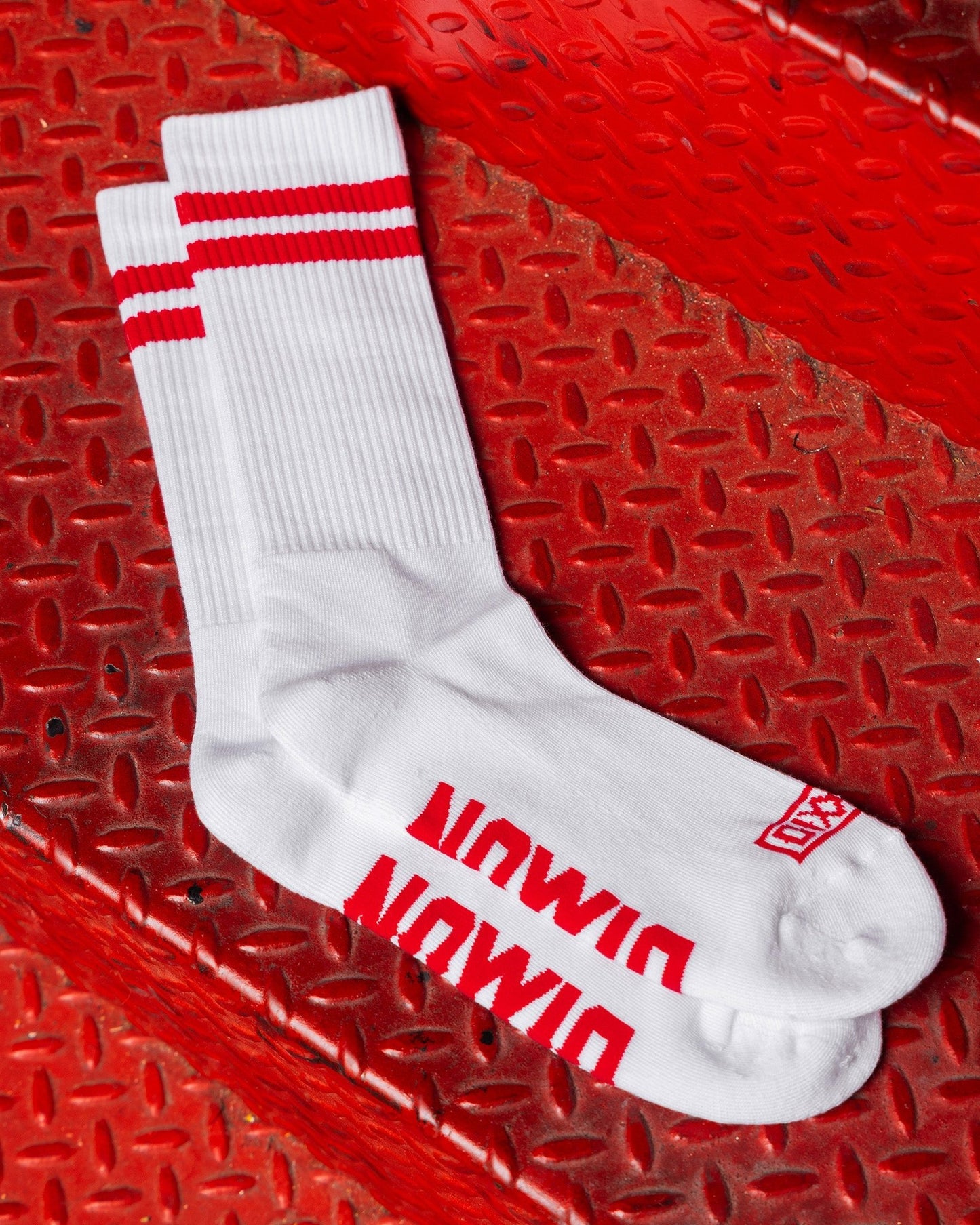 Red & White Stripe Premium Crew Socks