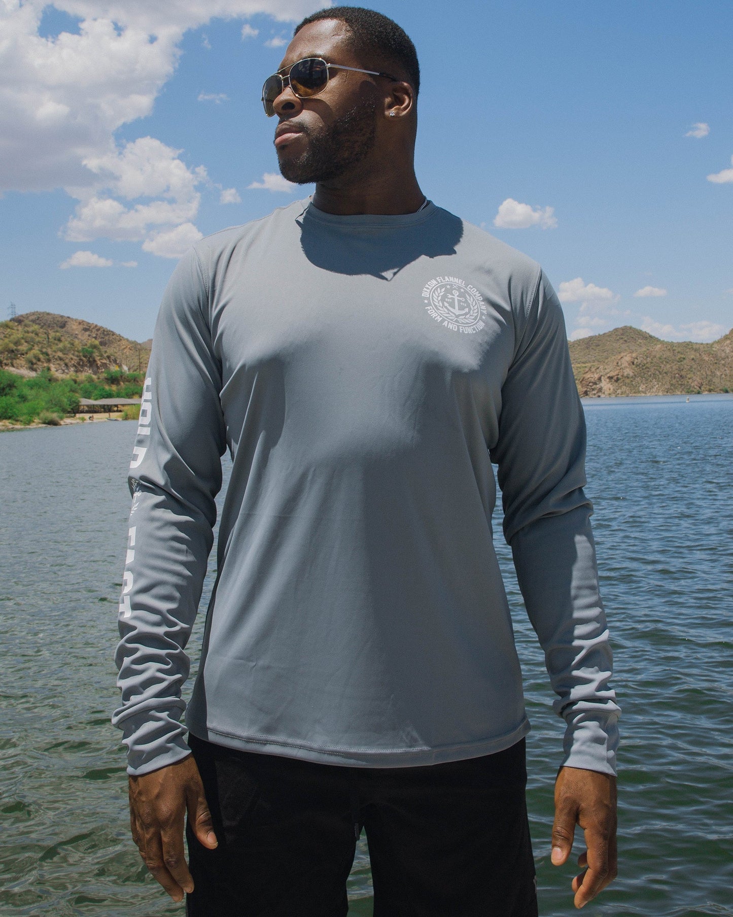 Salty Crest UV Long Sleeve T-Shirt - Gray