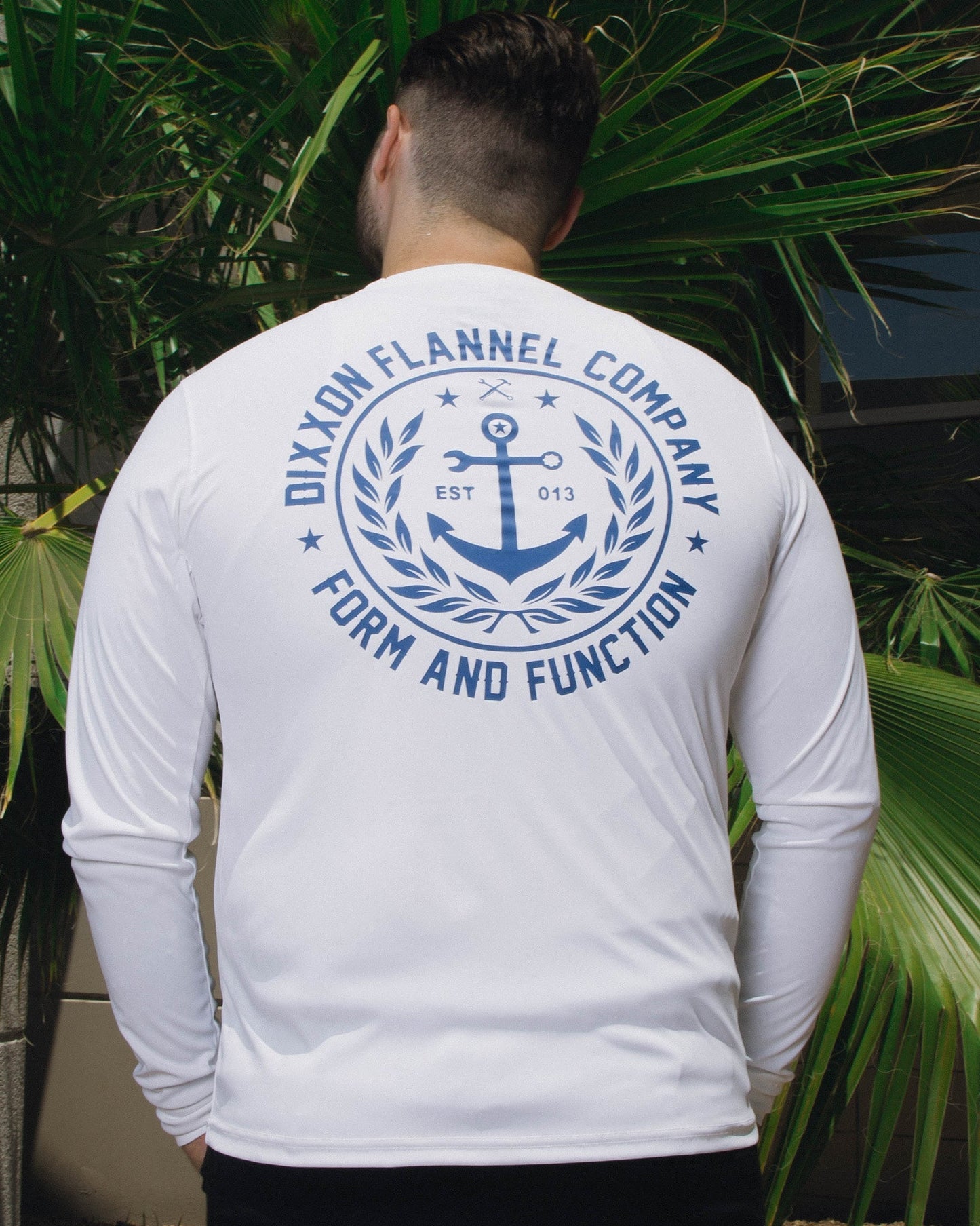 Salty Crest UV Long Sleeve T-Shirt - White & Blue