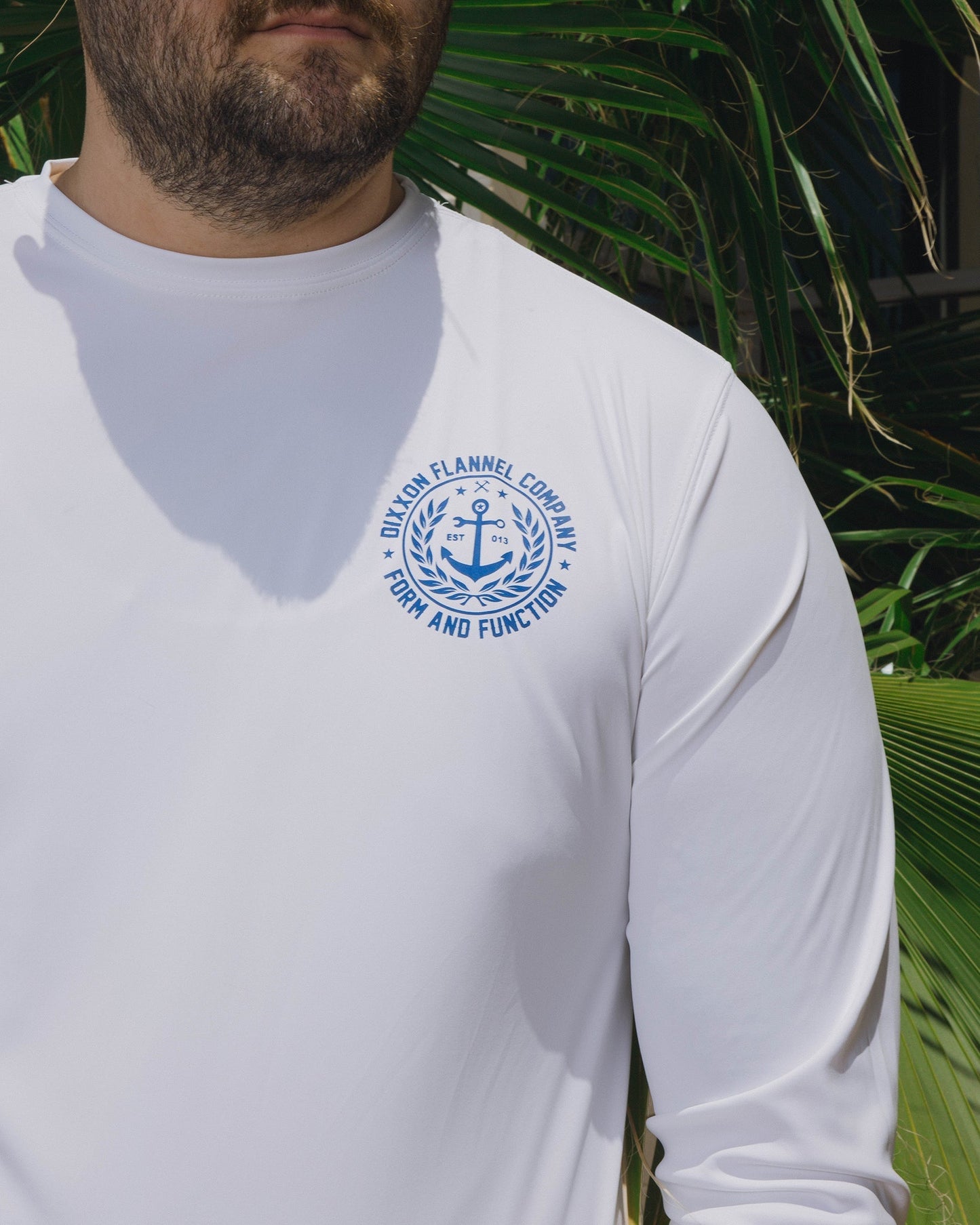 Salty Crest UV Long Sleeve T-Shirt - White & Blue
