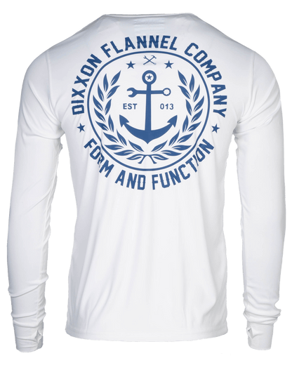 Salty Crest UV Long Sleeve T-Shirt - White & Blue