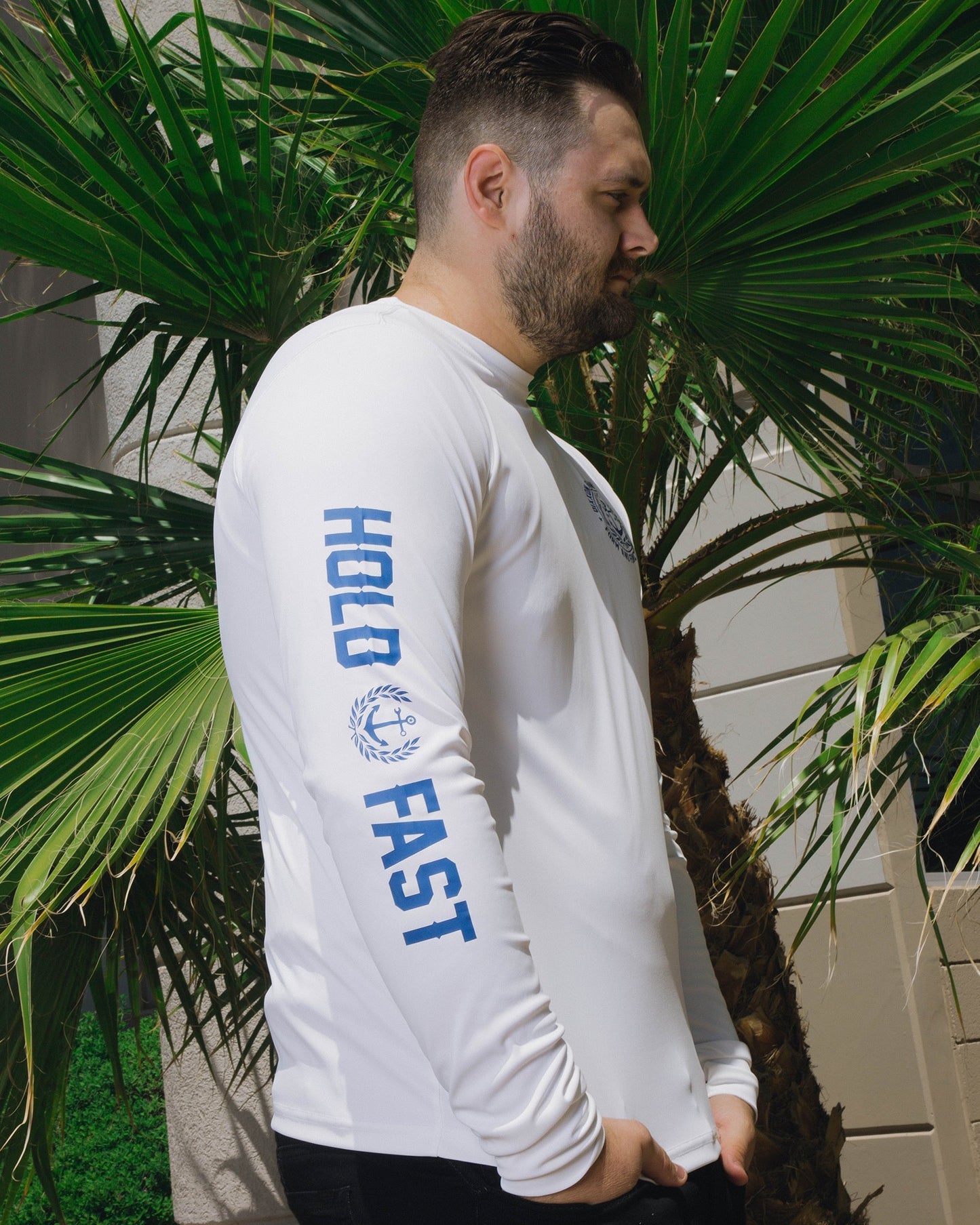 Salty Crest UV Long Sleeve T-Shirt - White & Blue