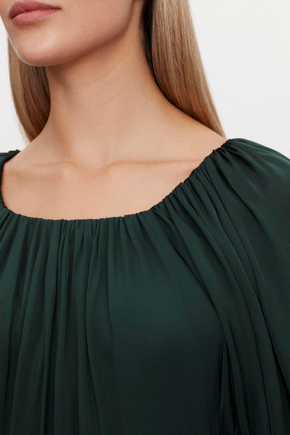 TAMI SATIN PUFF SLEEVE TOP