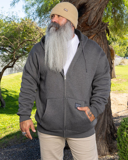 Sherpa Lined Zip Up Hoodie - Heather Charcoal