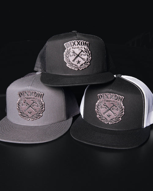 Sketchy Crest Flat Bill Trucker Snapback - Gray