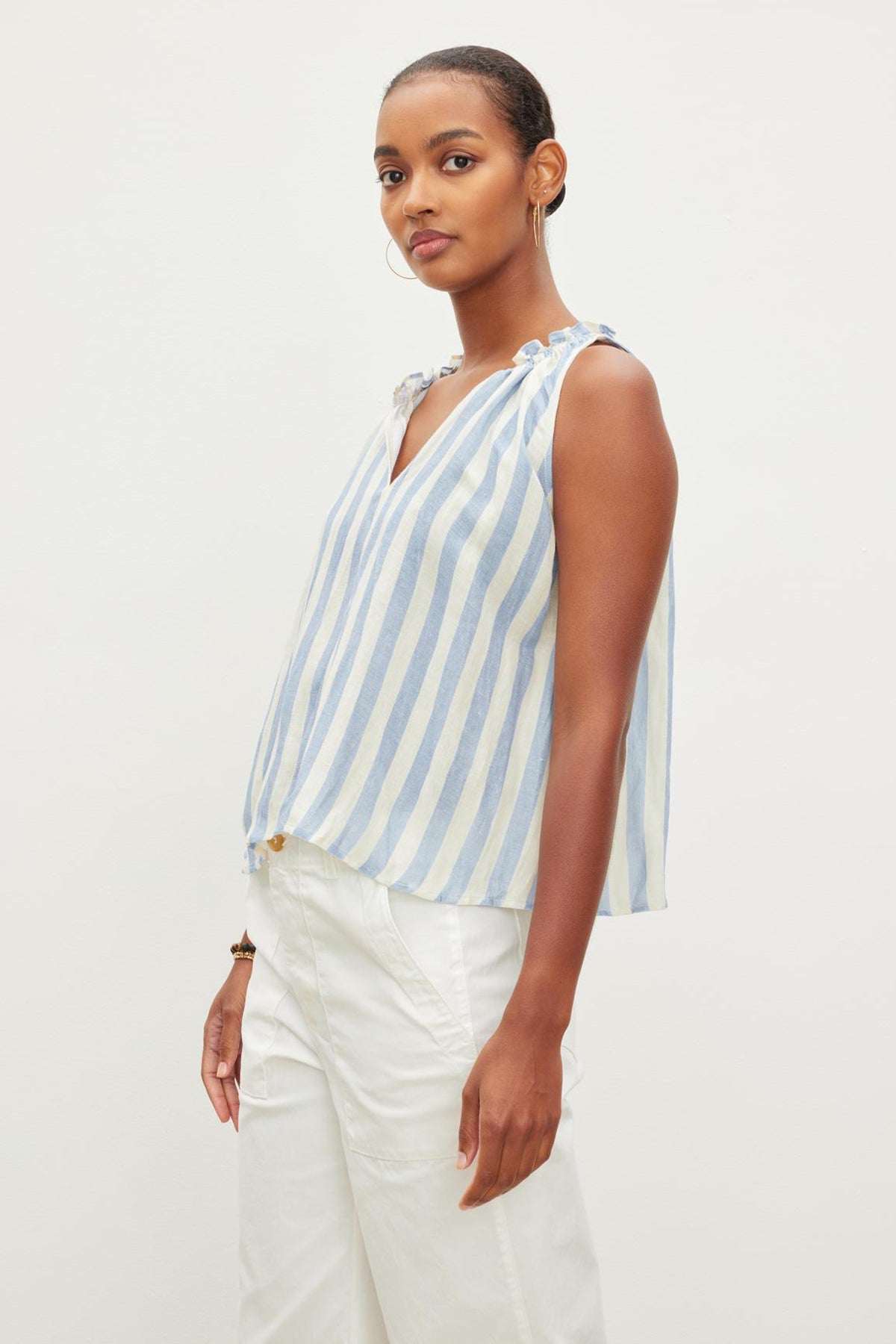 ERICA STRIPED LINEN TANK TOP