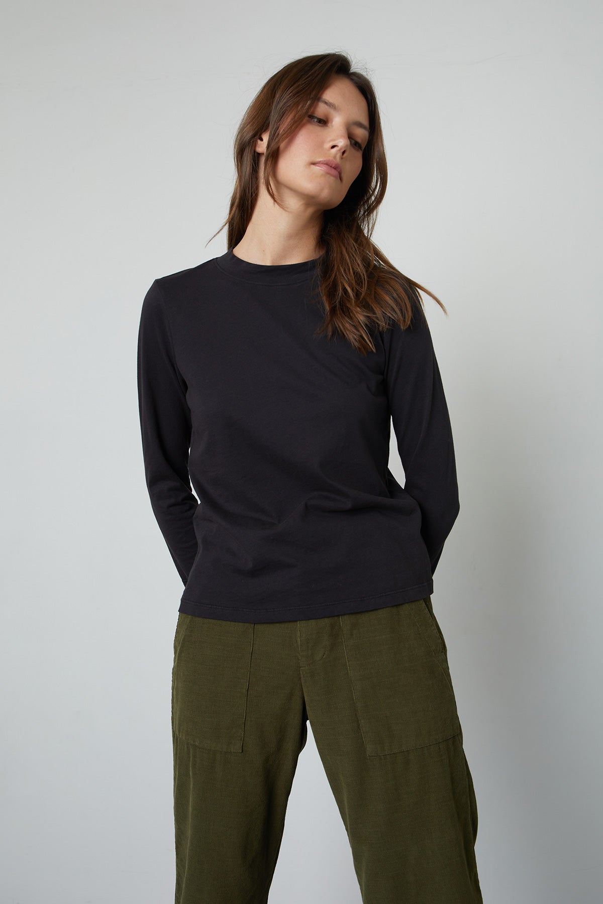 QUINNY 3/4 SLEEVE MOCK NECK TEE