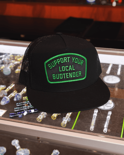 Support Your Local Budtender Flat Bill Trucker Snapback - Green