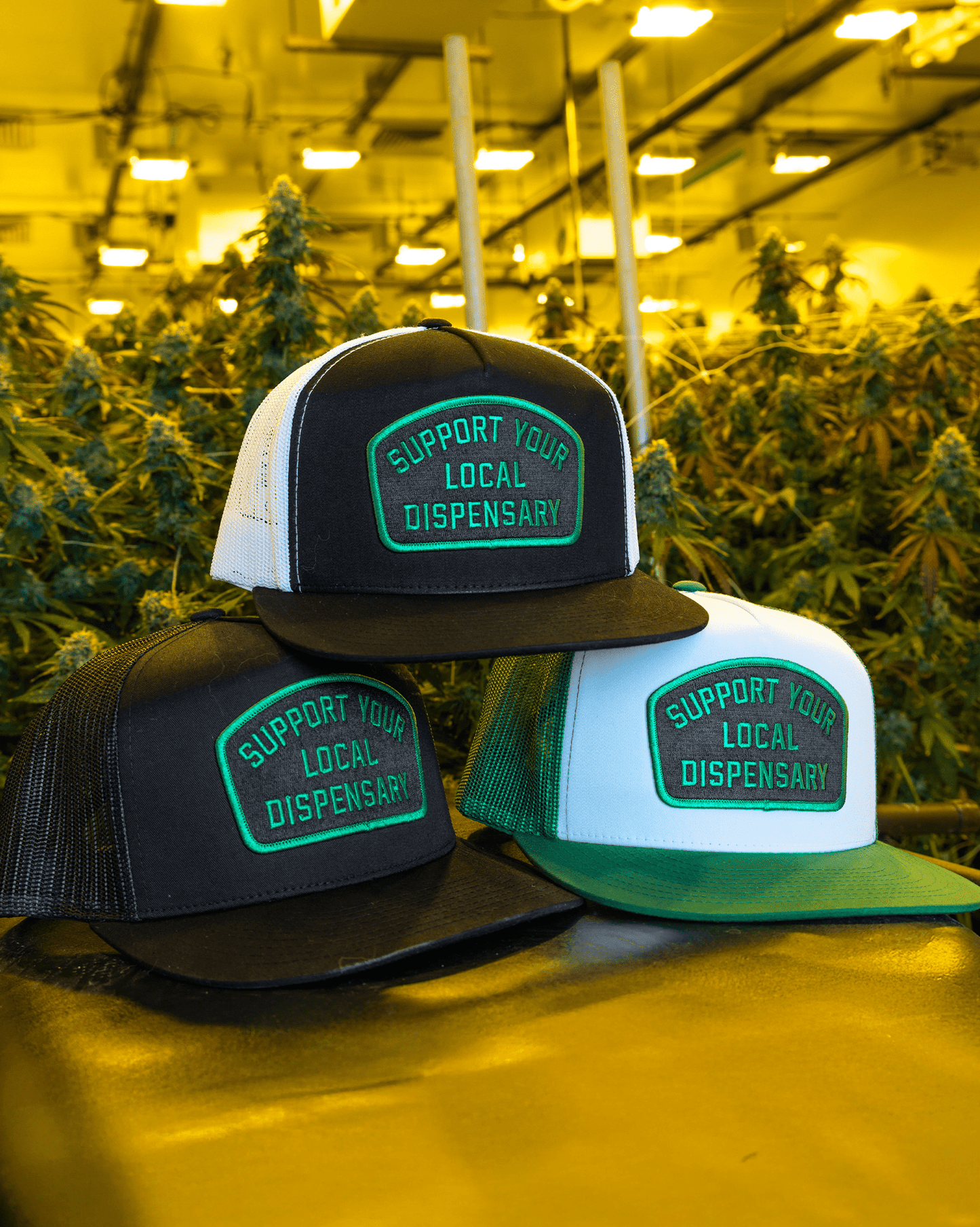 Support Your Local Dispensary Flat Bill Trucker Snapback