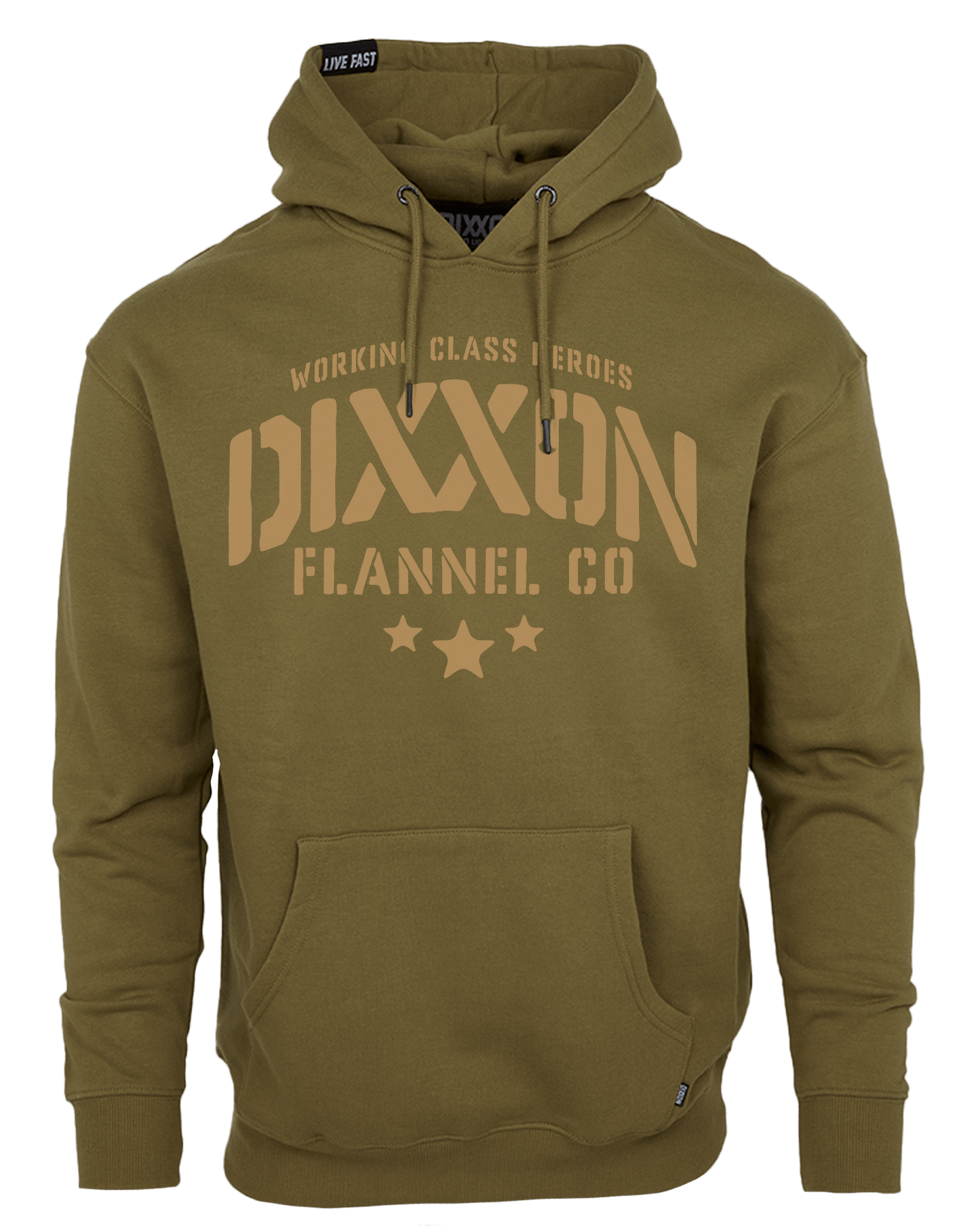 Tan Stencil Pullover Hoodie - O.D. Green