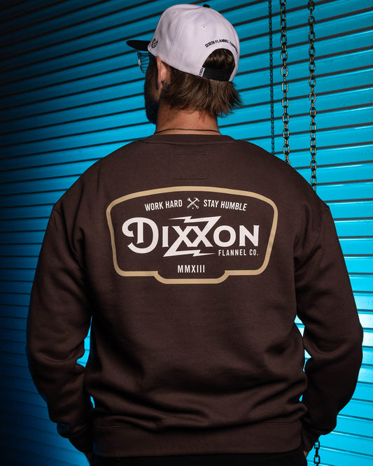 Tan & White Zapped Crewneck Sweatshirt - Brown