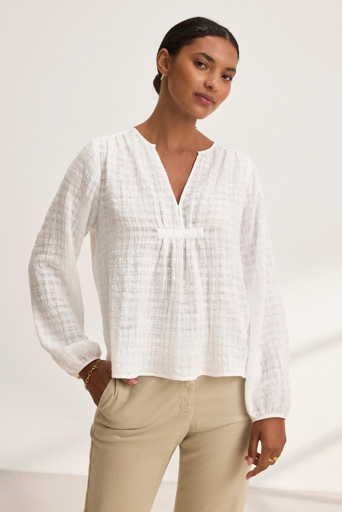 KORA TEXTURED COTTON GAUZE TOP