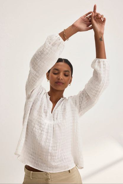 KORA TEXTURED COTTON GAUZE TOP