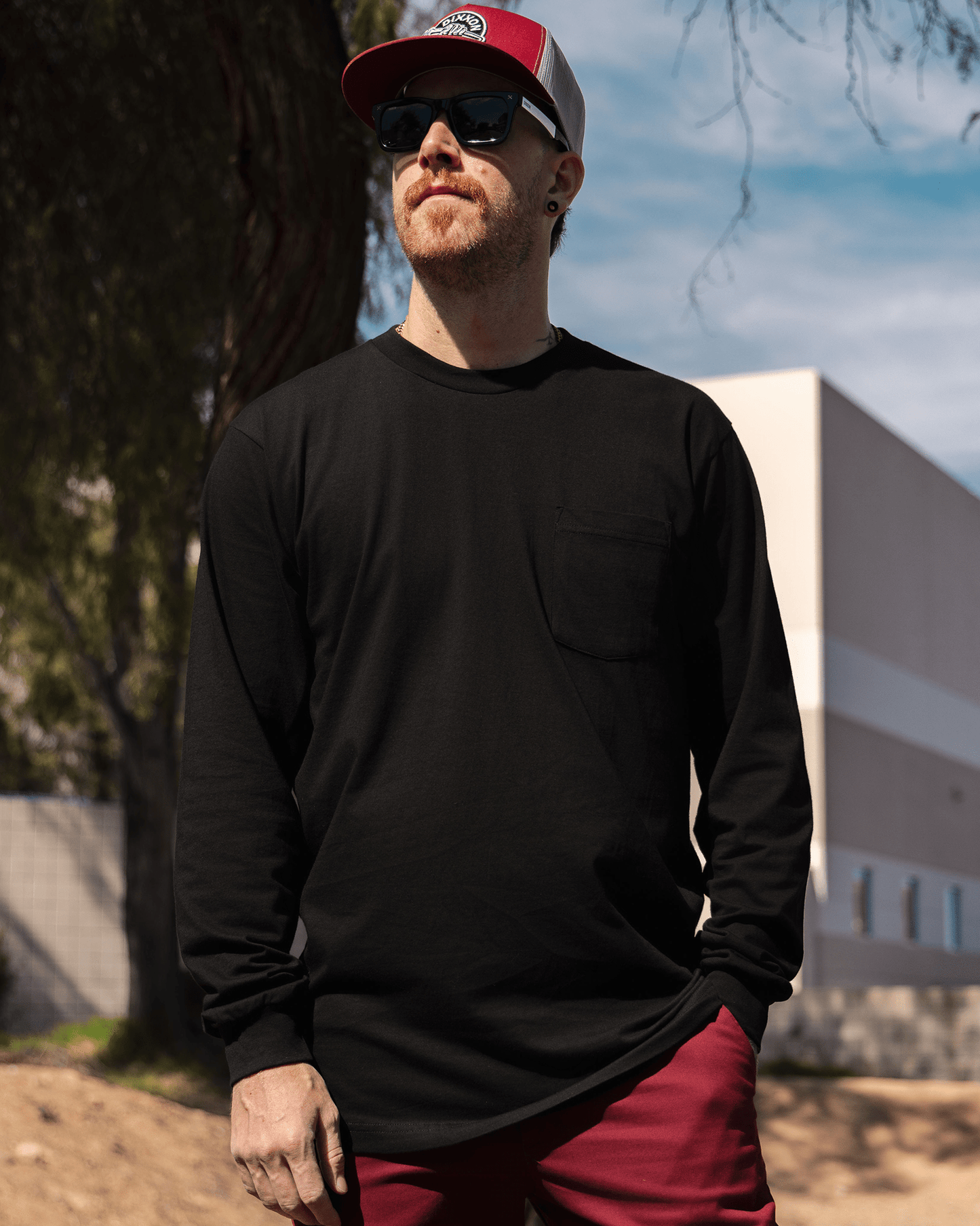 The Perfect Pocket Long Sleeve Tee - Black