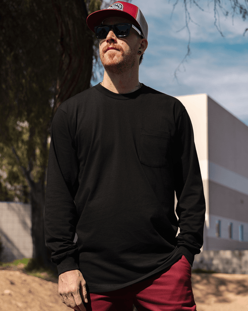 The Perfect Pocket Long Sleeve Tee - Black