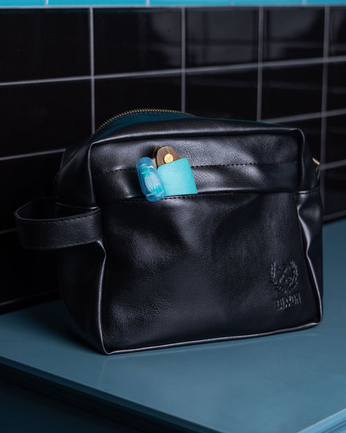 Toiletry Bag - Black Leather