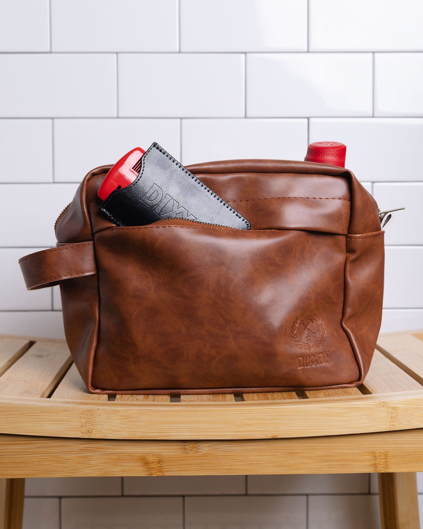 Toiletry Bag - Brown Leather