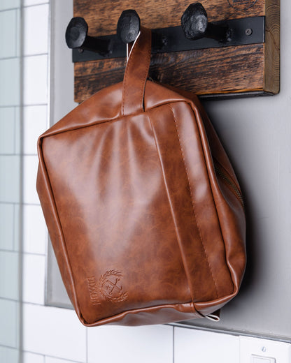 Toiletry Bag - Brown Leather