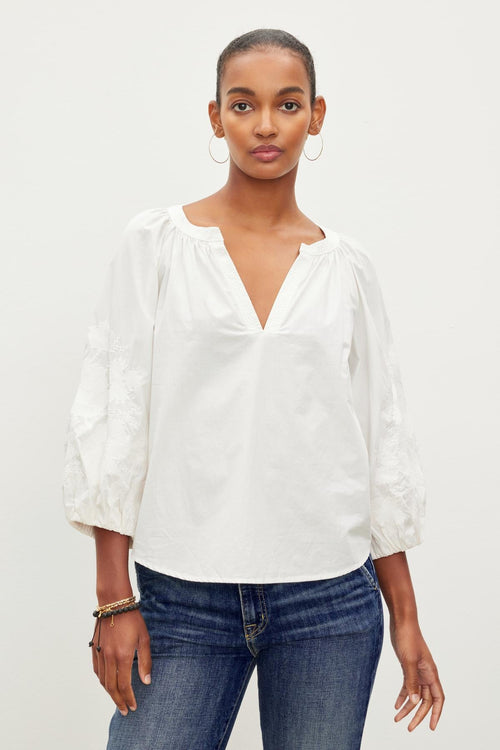 TRINA EMBROIDERED BOHO TOP