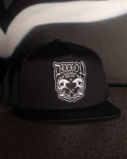Two Faced Flat Bill Trucker Snapback - White & Black