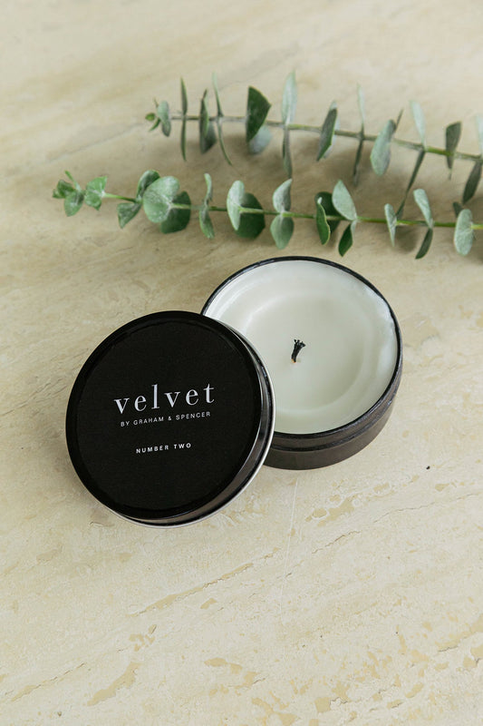 NUMBER TWO TRAVEL CANDLE BY VELVET BY GRAHAM AND SPENCER