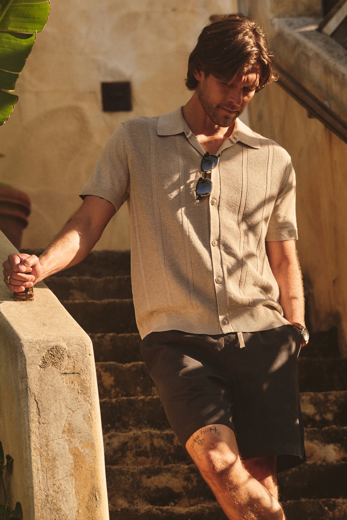 LORENZO COTTON LINEN SWEATER POLO