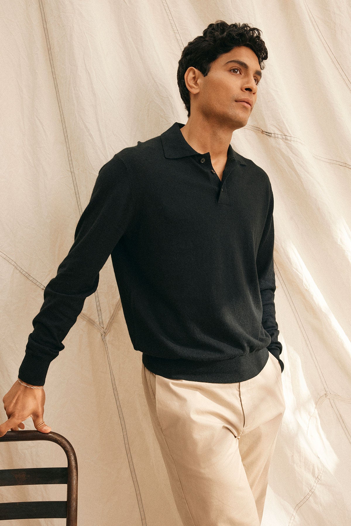 MATTEO COTTON LINEN SWEATER POLO