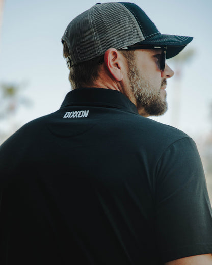 White & Black Floral Premium Polo - Black