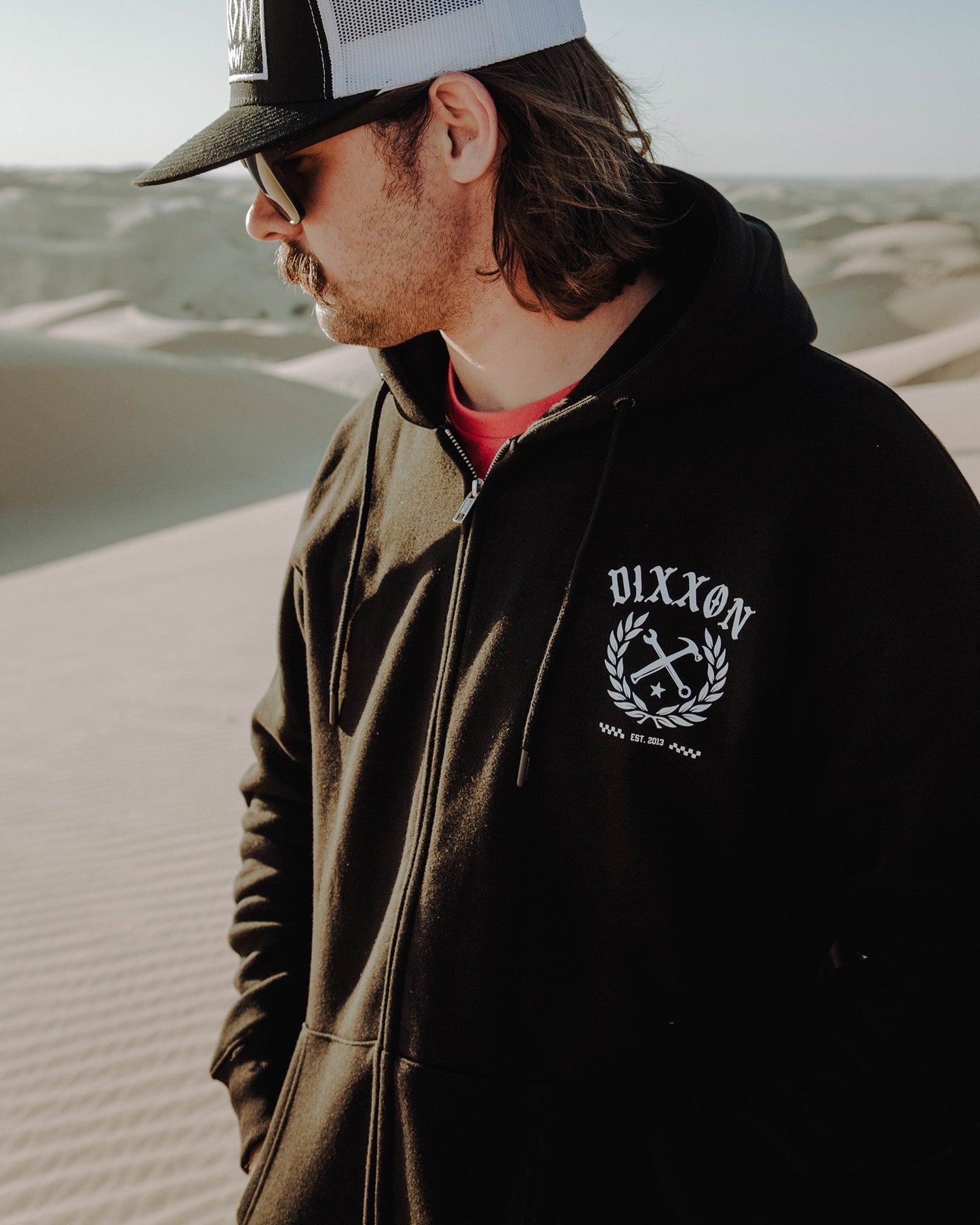 White Cruz Zip Up Hoodie - Black