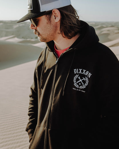 White Cruz Zip Up Hoodie - Black