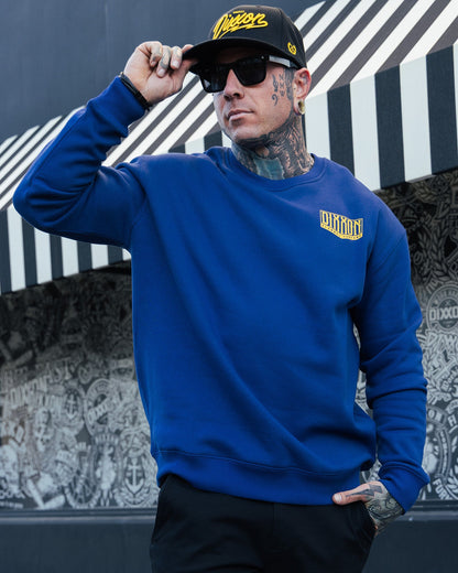 White & Gold Sealed Crewneck Sweatshirt - Royal Blue