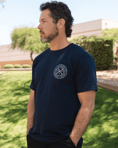 White Nameplate T-Shirt - Navy