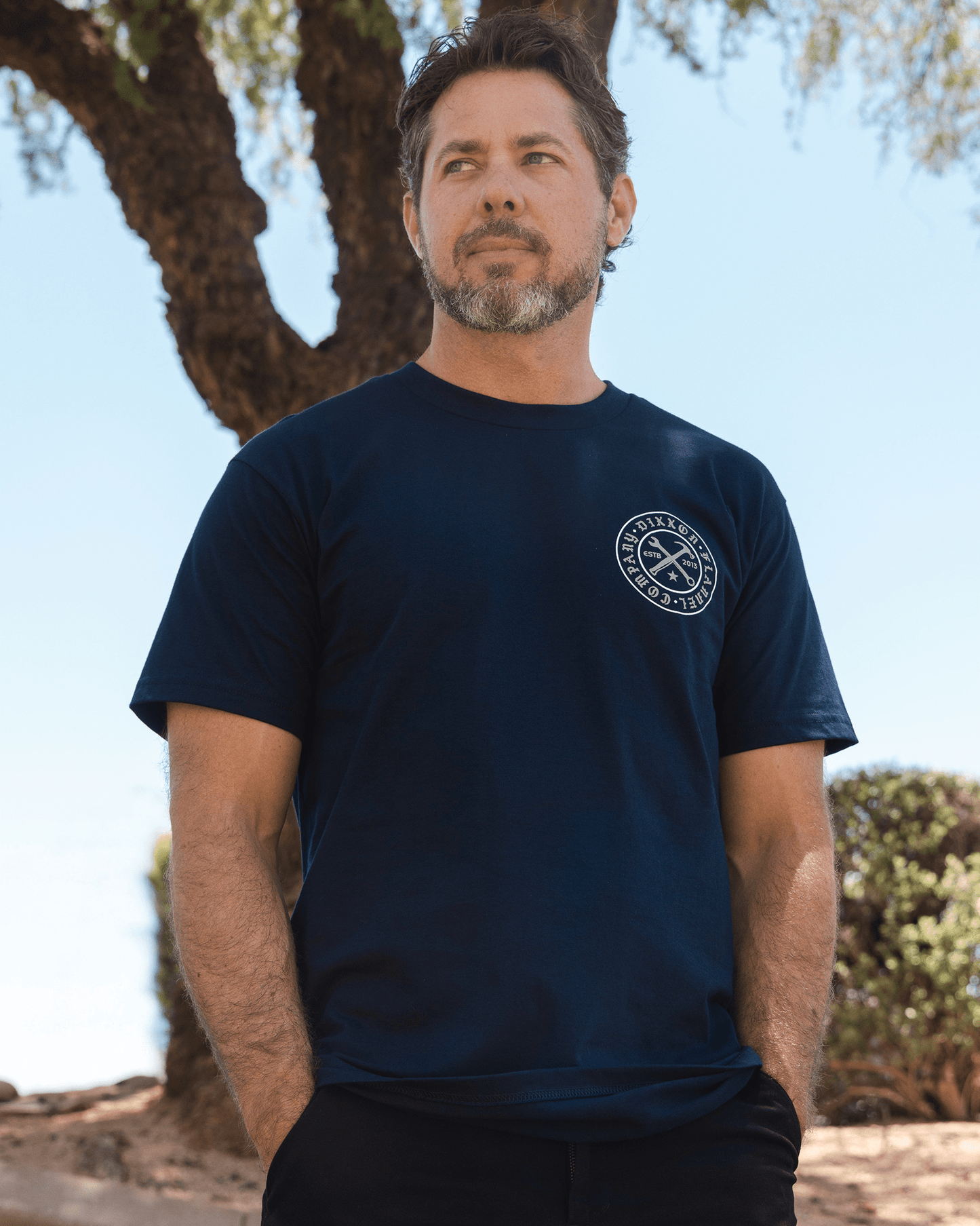 White Nameplate T-Shirt - Navy
