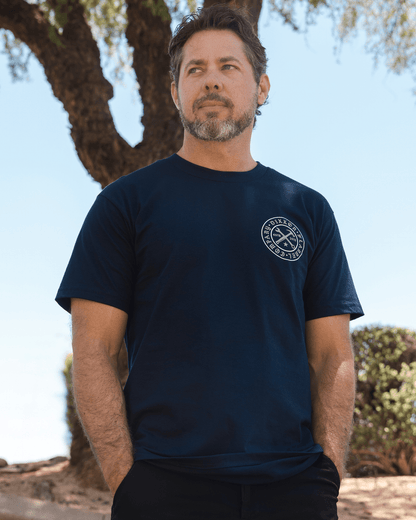 White Nameplate T-Shirt - Navy