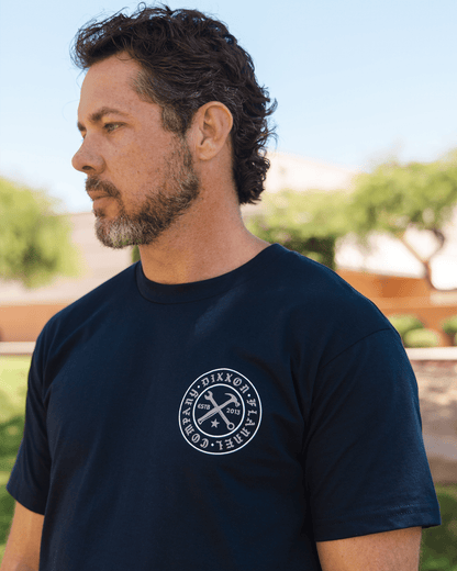 White Nameplate T-Shirt - Navy