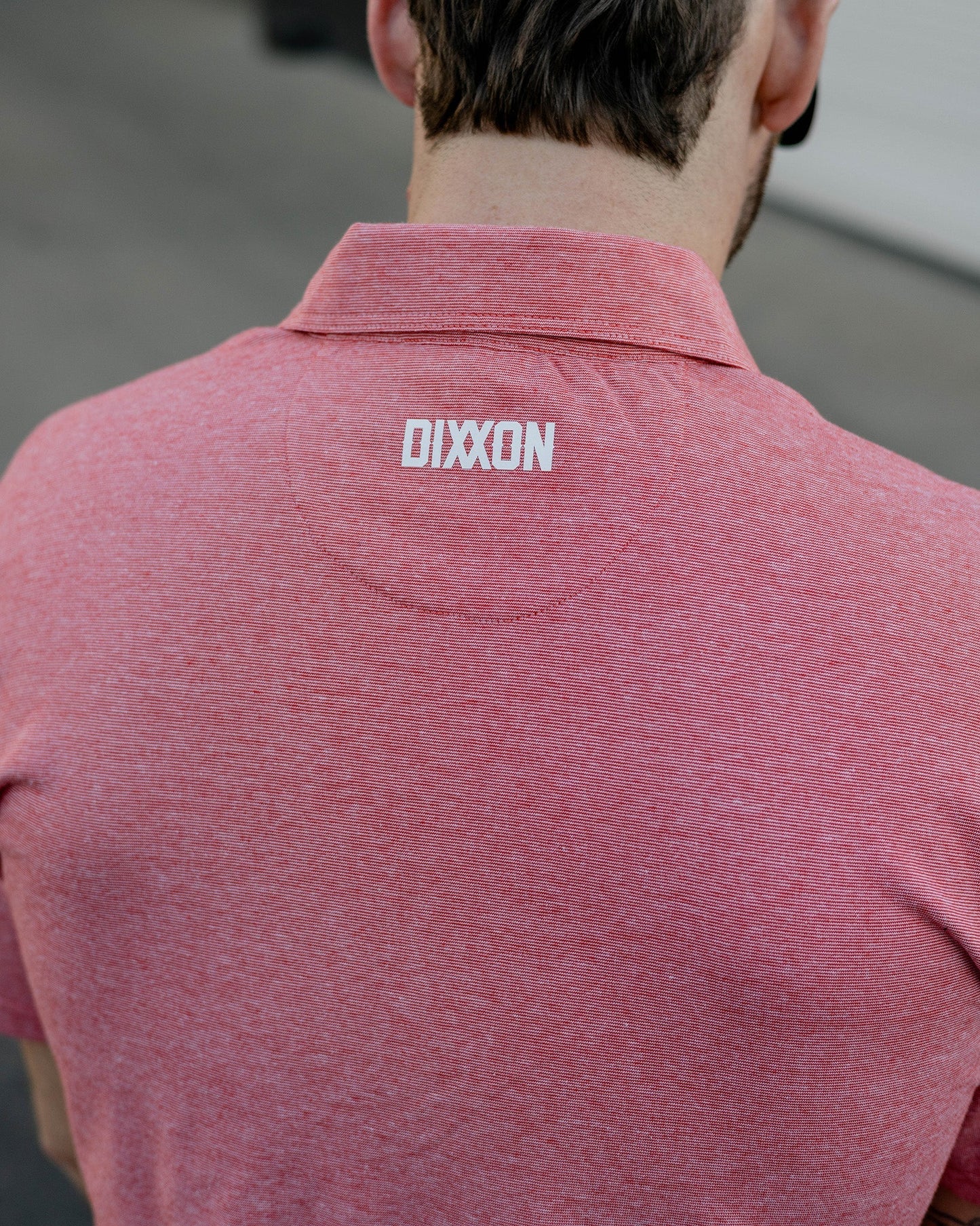 White Stripe Premium Polo - Heathered Red