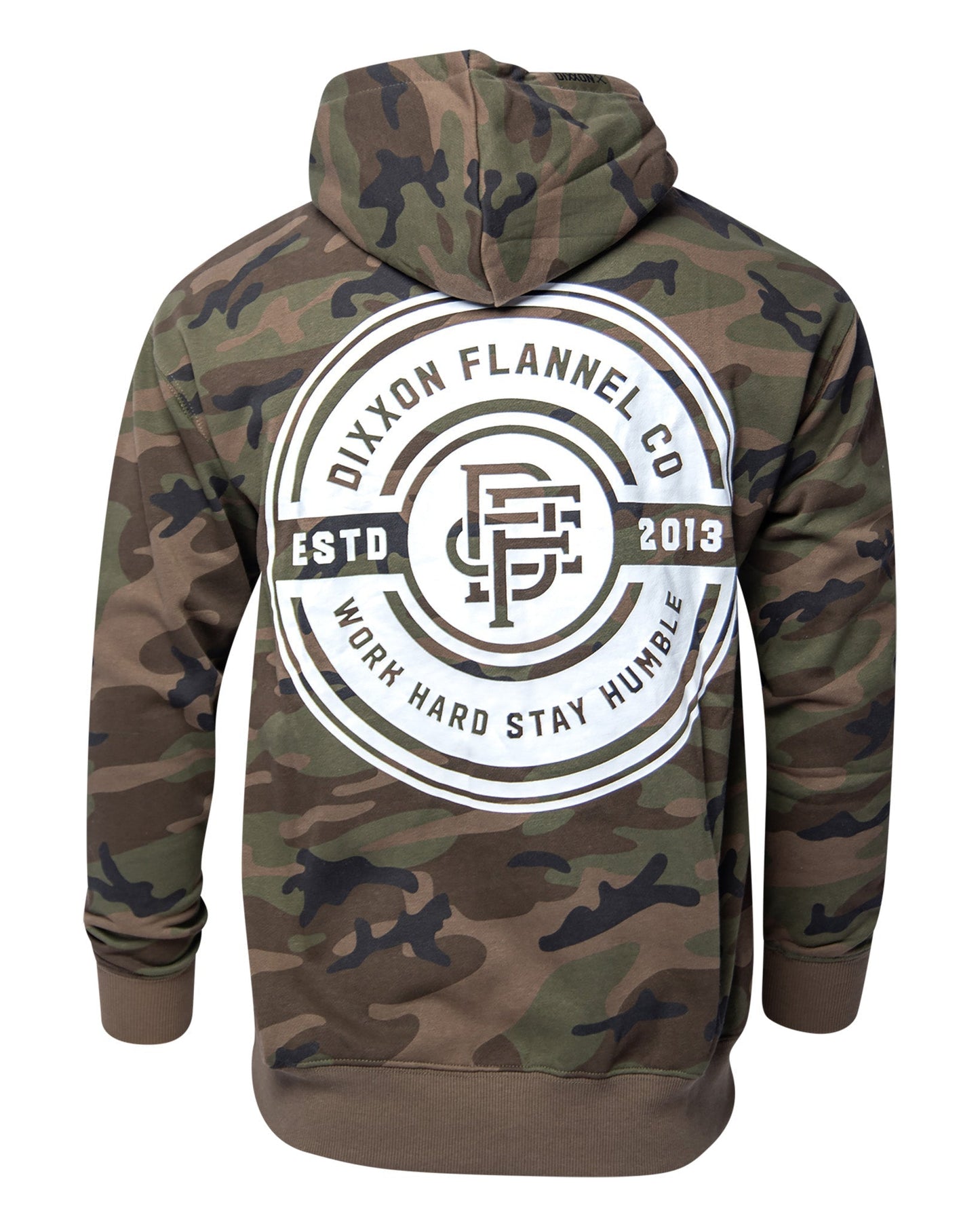 White Work Hard Badge Zip Up - Camo