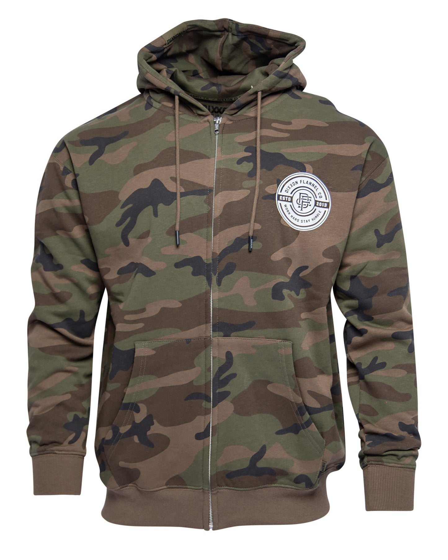 White Work Hard Badge Zip Up - Camo