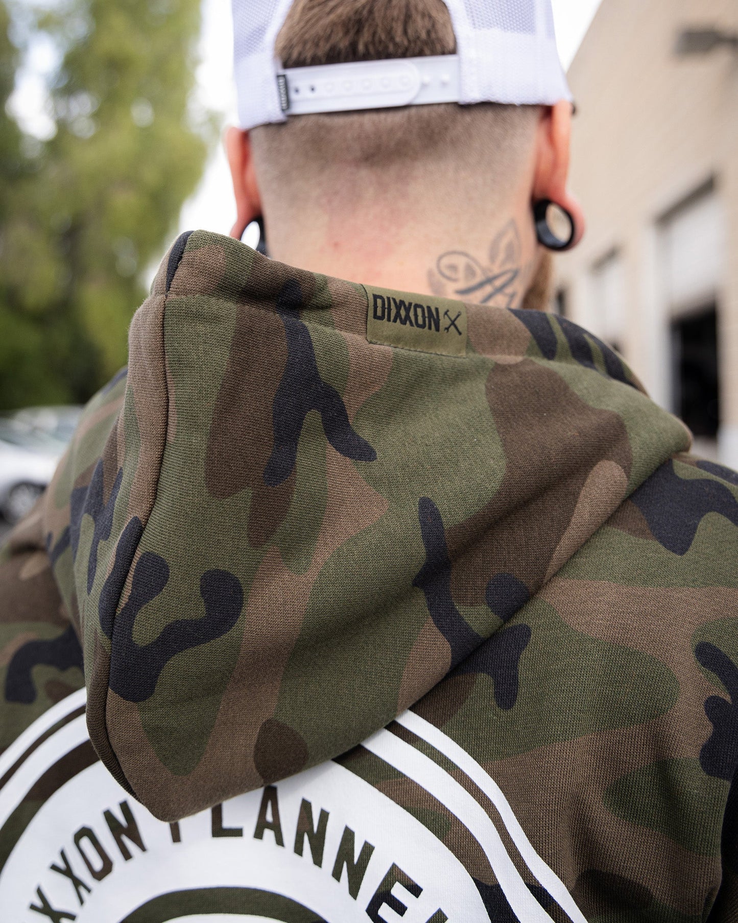 White Work Hard Badge Zip Up - Camo
