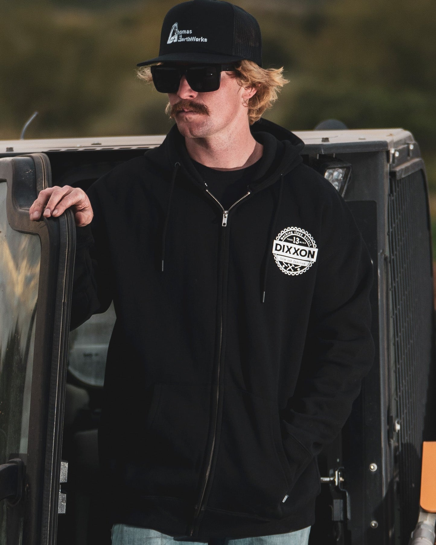 White Working Class Gear Zip Up Hoodie - Black