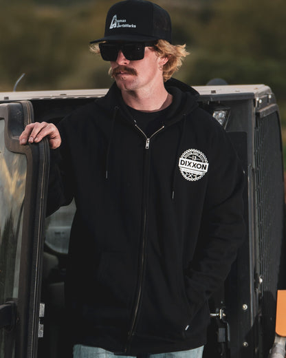 White Working Class Gear Zip Up Hoodie - Black