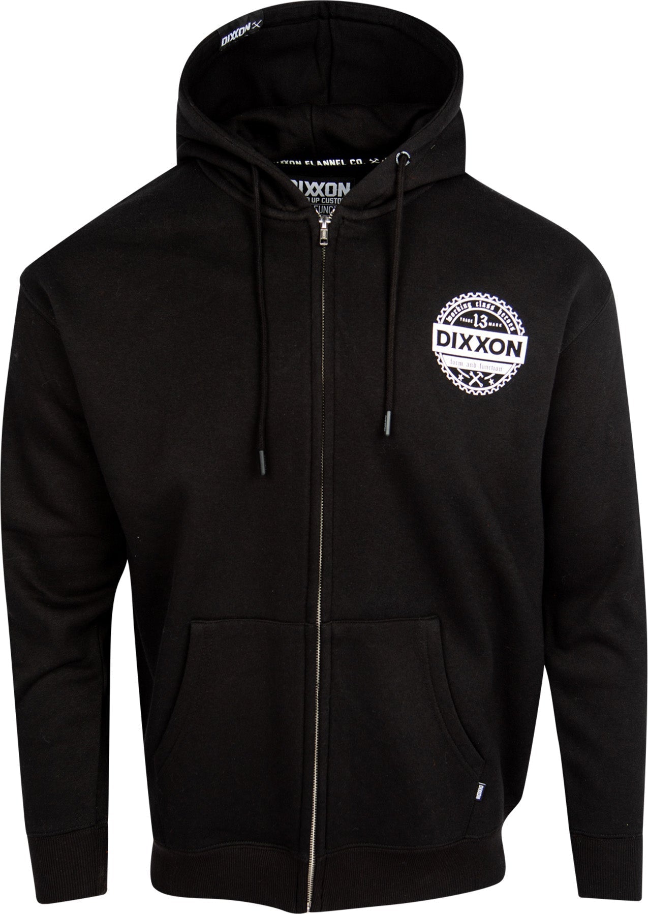 White Working Class Gear Zip Up Hoodie - Black